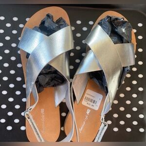 Light metallic silver sandals